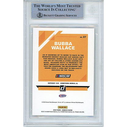 Nascar- Autographed- Bubba Wallace Nascar Signed 2020 Donruss Auto Racing Card Beckett Authentic Slab Back