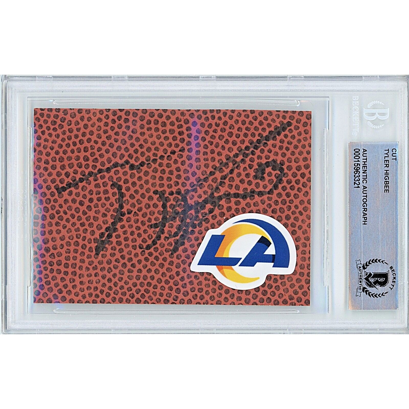 Tyler Higbee Los Angeles Rams autographed trading card – full view – Beckett COA