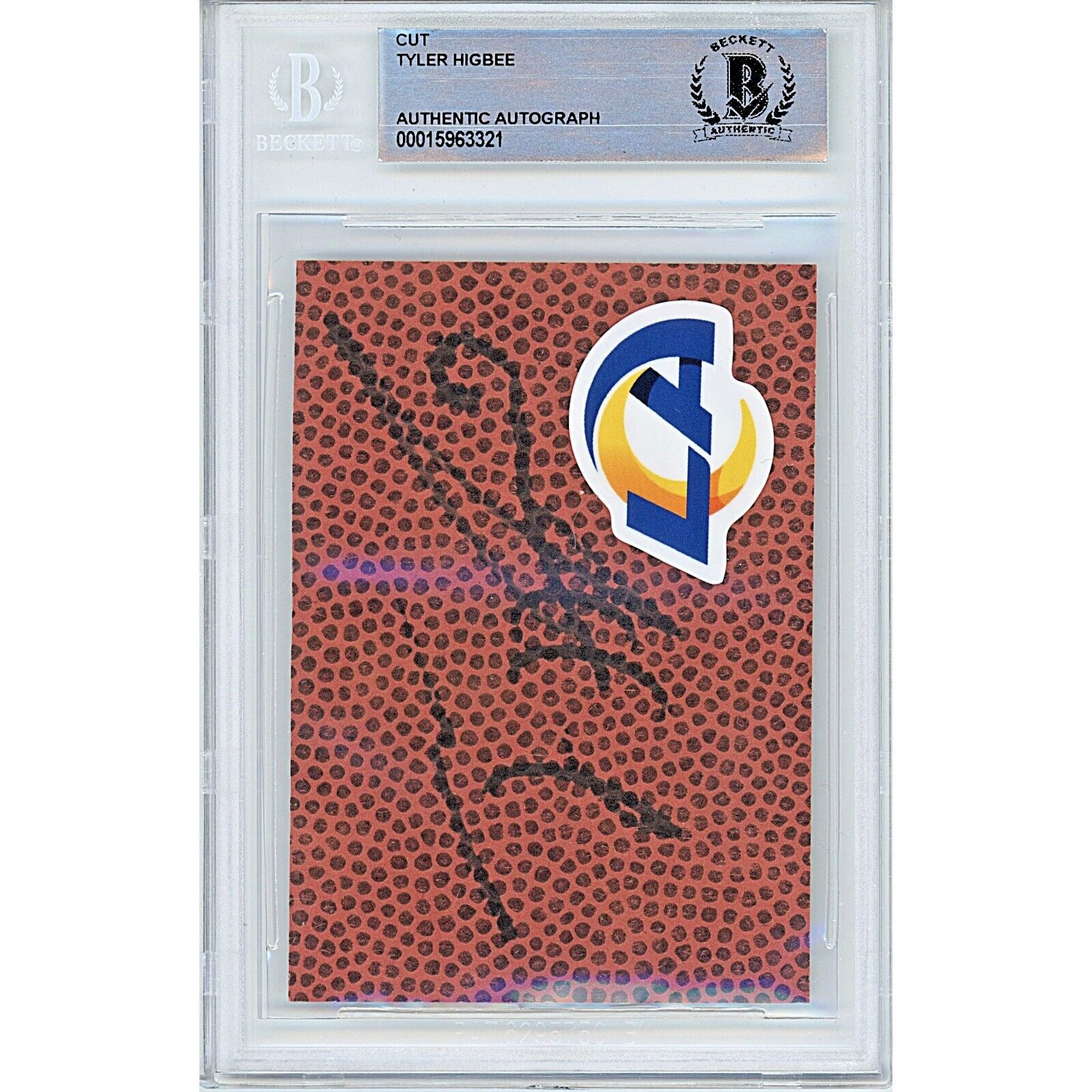 Tyler Higbee Los Angeles Rams signed trading card – signature close-up – Beckett COA