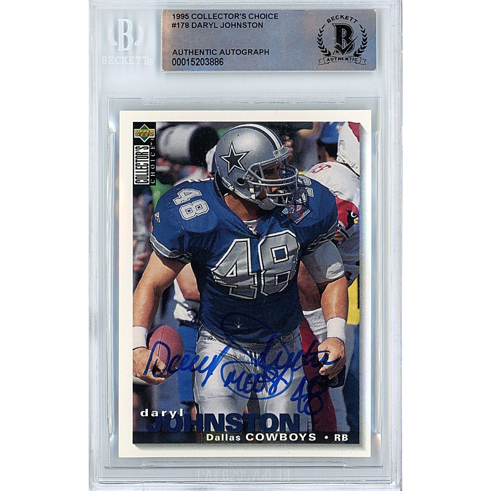 1995 #178 Daryl Johnston Dallas Cowboys Autographed Trading Card – Beckett BAS