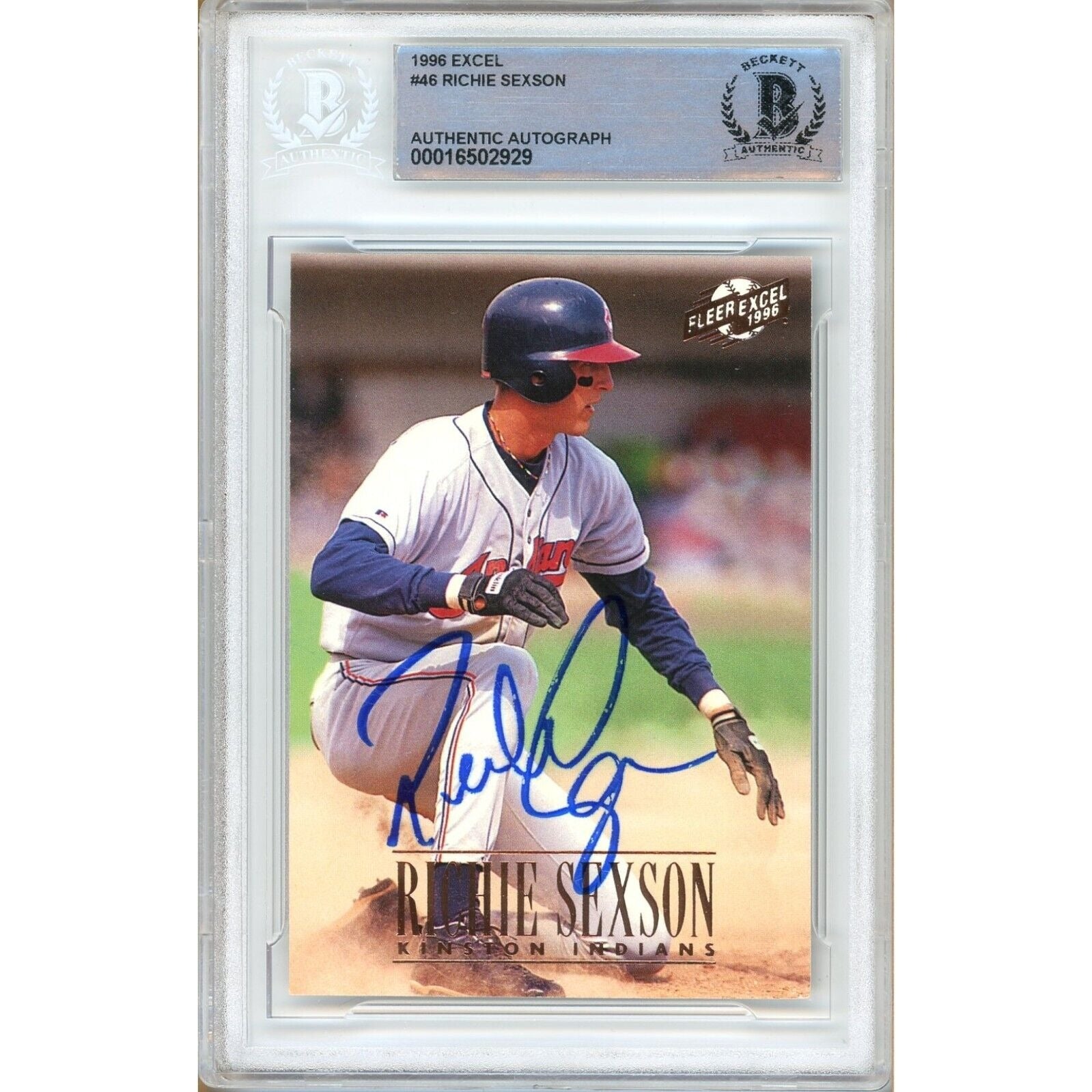 Richie Sexson Cleveland Indians autographed trading card – full view – Beckett COA