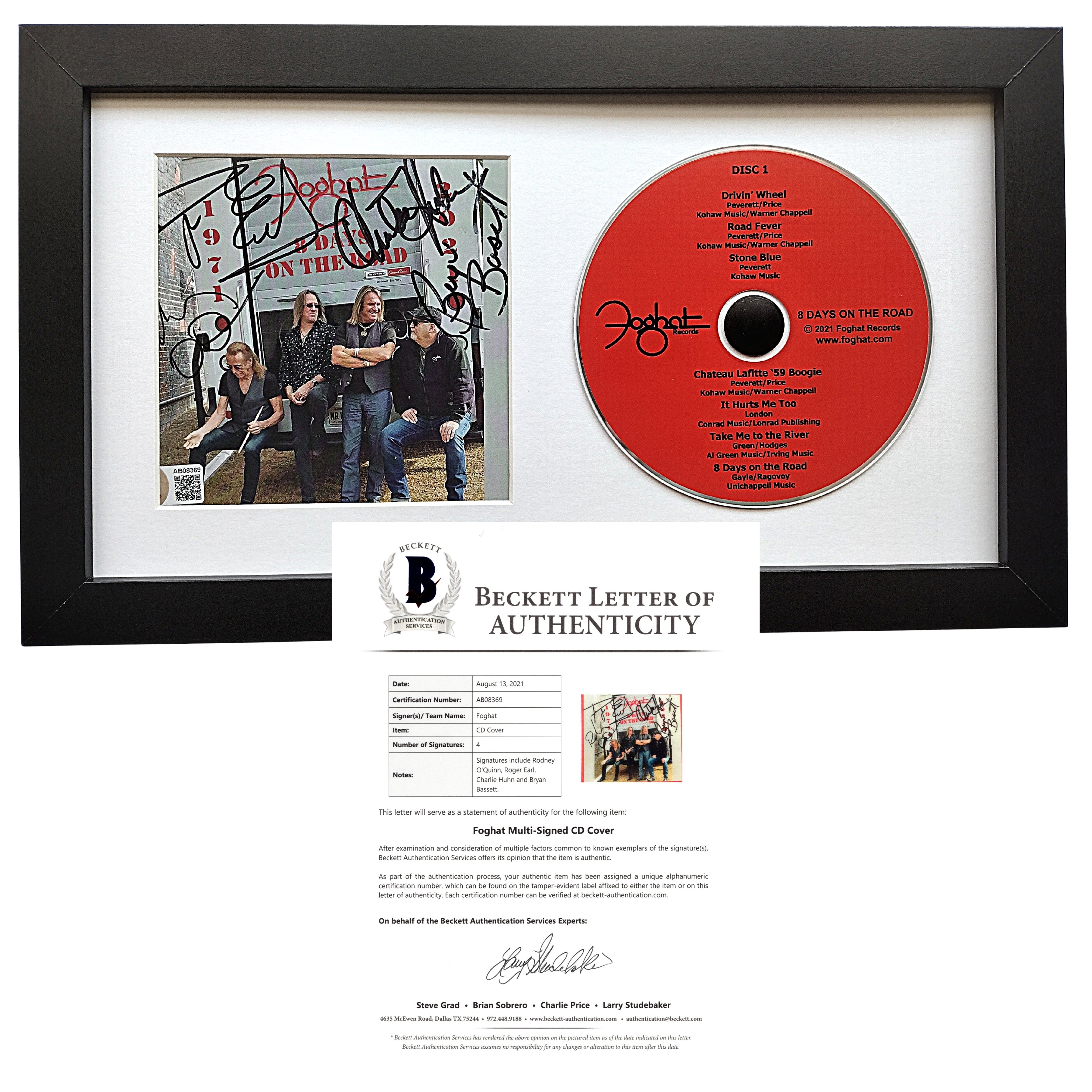 Foghat Band signed photo – signature close-up – Beckett COA