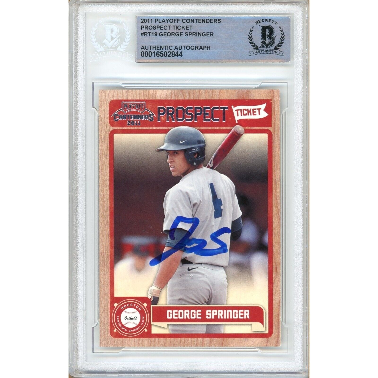 2011 Panini #USA41 George Springer Houston Astros Autographed Trading Card – Beckett BAS