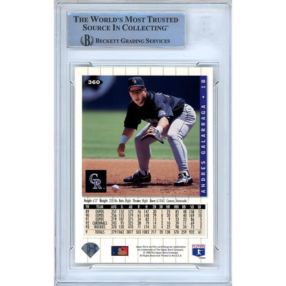 Baseballs- Autographed- Andres Galarraga Colorado Rockies Signed 1994 Upper Deck Collectors Choice Baseball Card Beckett Authentic Auto Slab Back