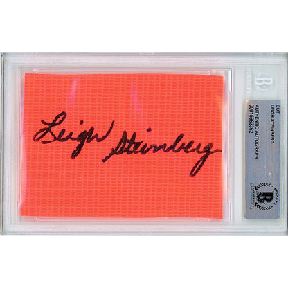 Footballs- Autographed- Leigh Steinberg Sports Agent Signed Football End Zone Pylon Signature Cut Beckett Authentic Auto Slab Front