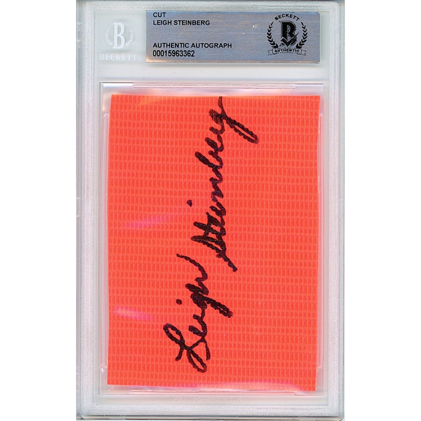 Footballs- Autographed- Leigh Steinberg Sports Agent Signed Football End Zone Pylon Signature Cut Beckett Authenticated Auto Slab Front