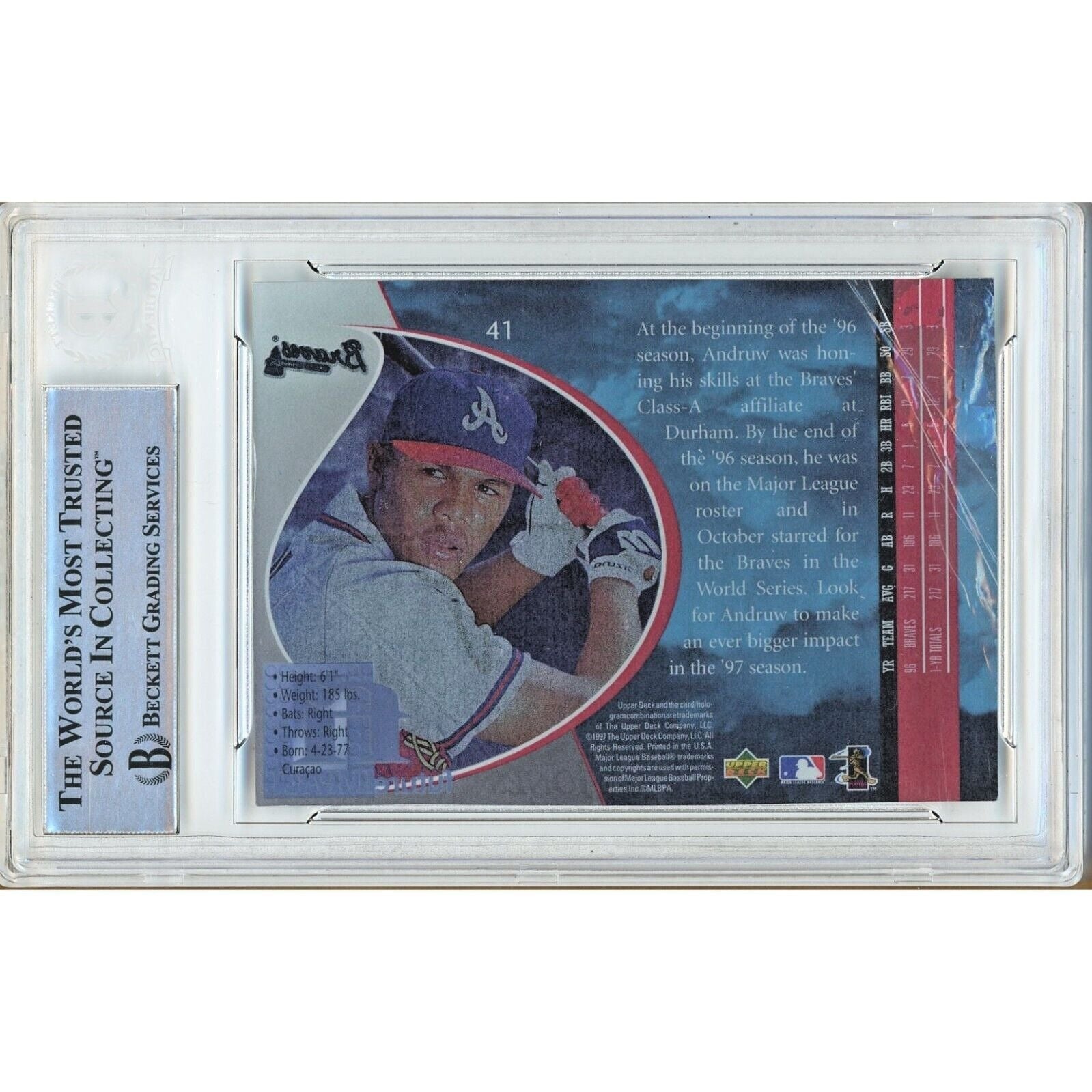 Andruw Jones Upper Deck Autograph Trading Card Beckett BAS