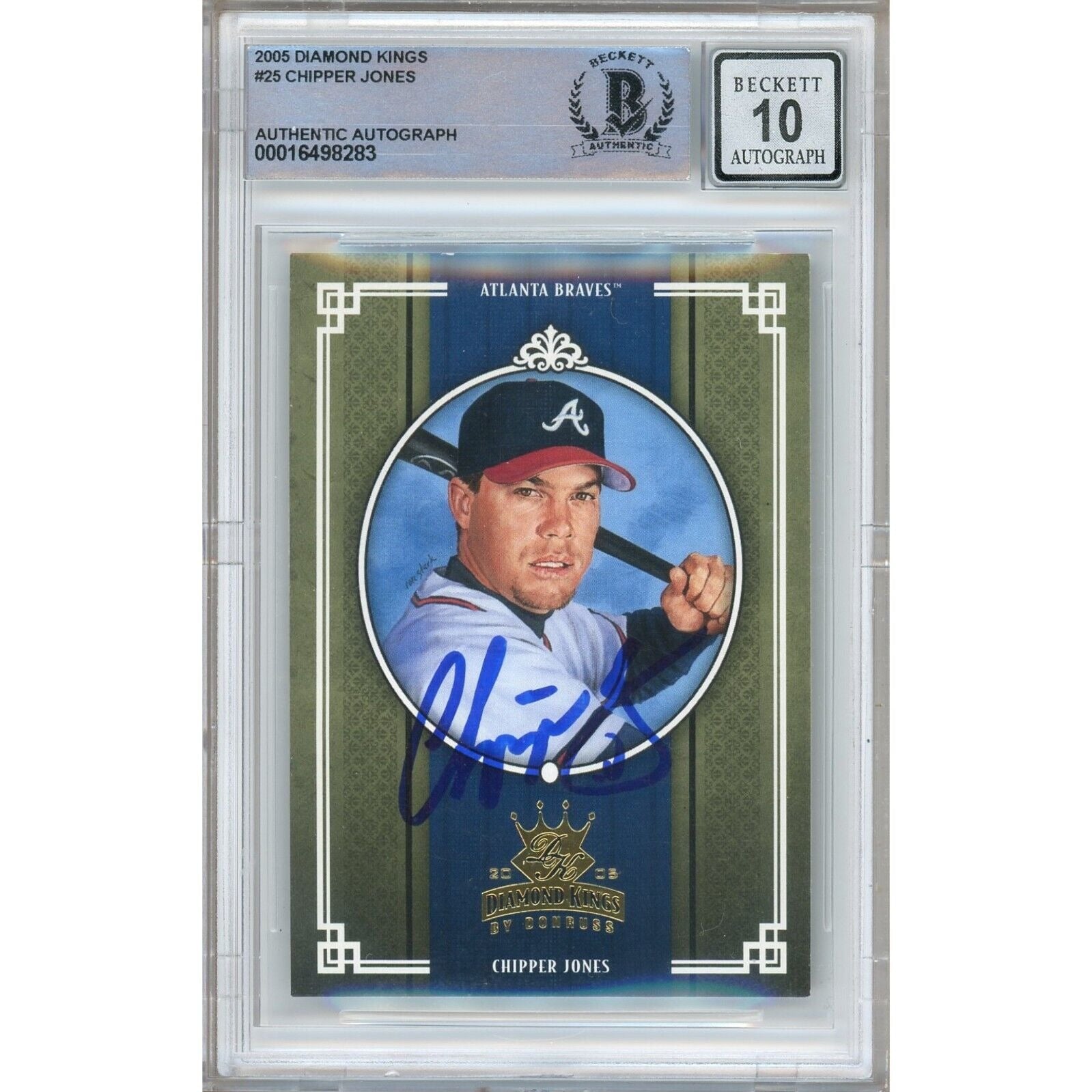 Chipper Jones Donruss Diamond Kings Autographed Trading Card Beckett BGS