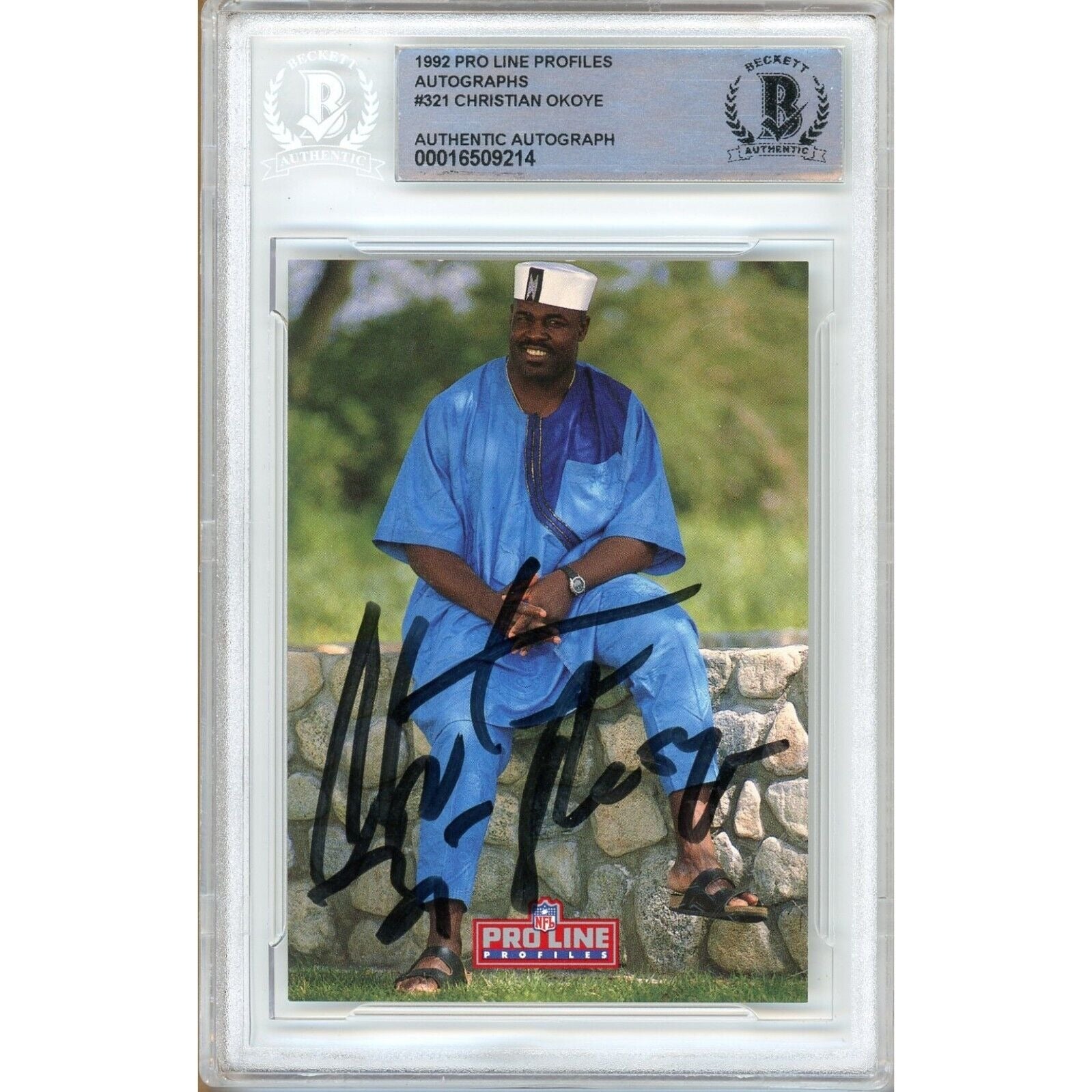 1992 Christian Okoye KC Chiefs Autographed Trading Card – Beckett BAS