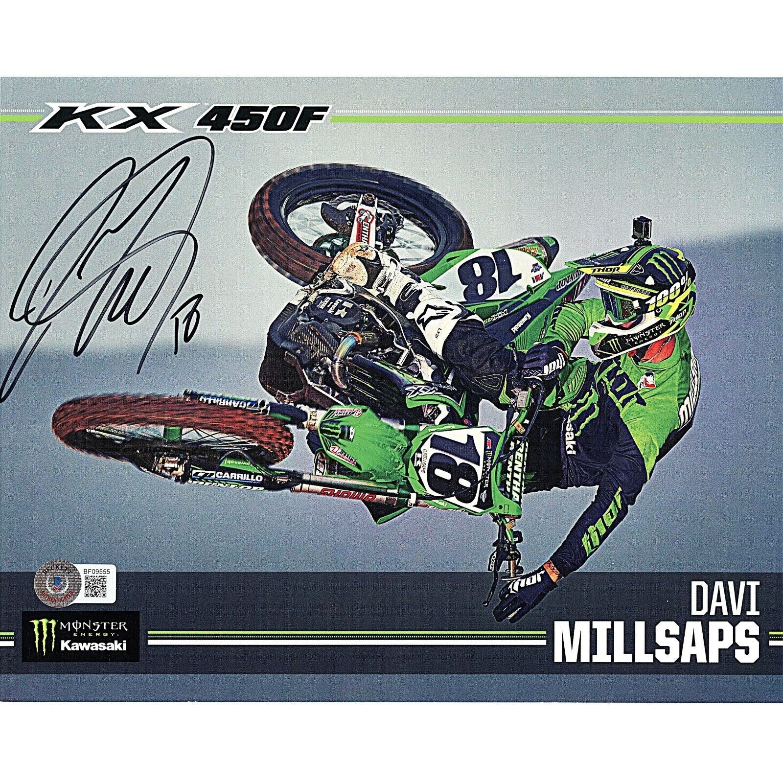 Autographs- Davi Millsaps Signed Motocross supercross 8x10 Monster Kawasaki Photo Beckett Authentic Auto COA Front