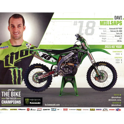 Autographs- Davi Millsaps Signed Motocross supercross 8x10 Monster Kawasaki Photo Beckett Authentic Auto COA Back