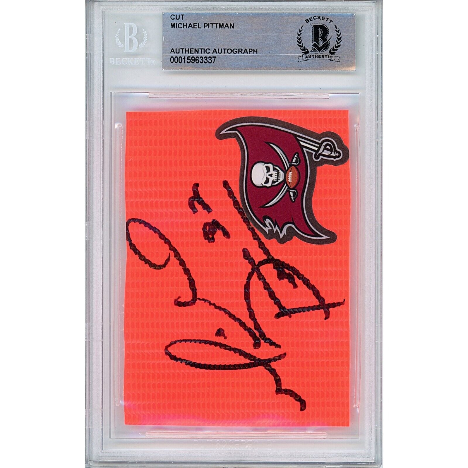 Michael Pittman Tampa Bay Buccaneers signed trading card – signature close-up – Beckett COA