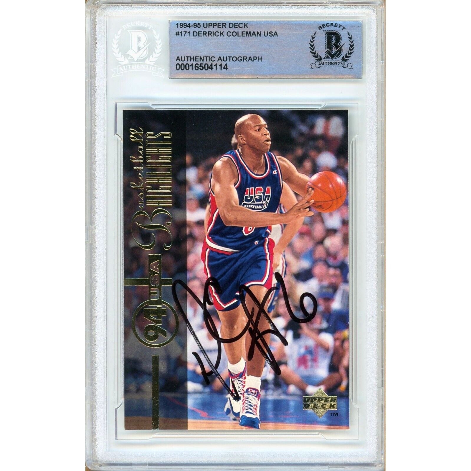 1994 Upper Deck Derrick Coleman NJ Nets Autographed Trading Card – Beckett BAS