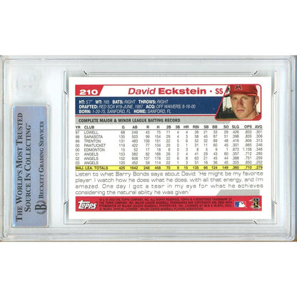 Baseballs- Autographed- David Eckstein Los Angeles Angels 2004 Topps Baseball Card Beckett Authentic Auto Slab Back