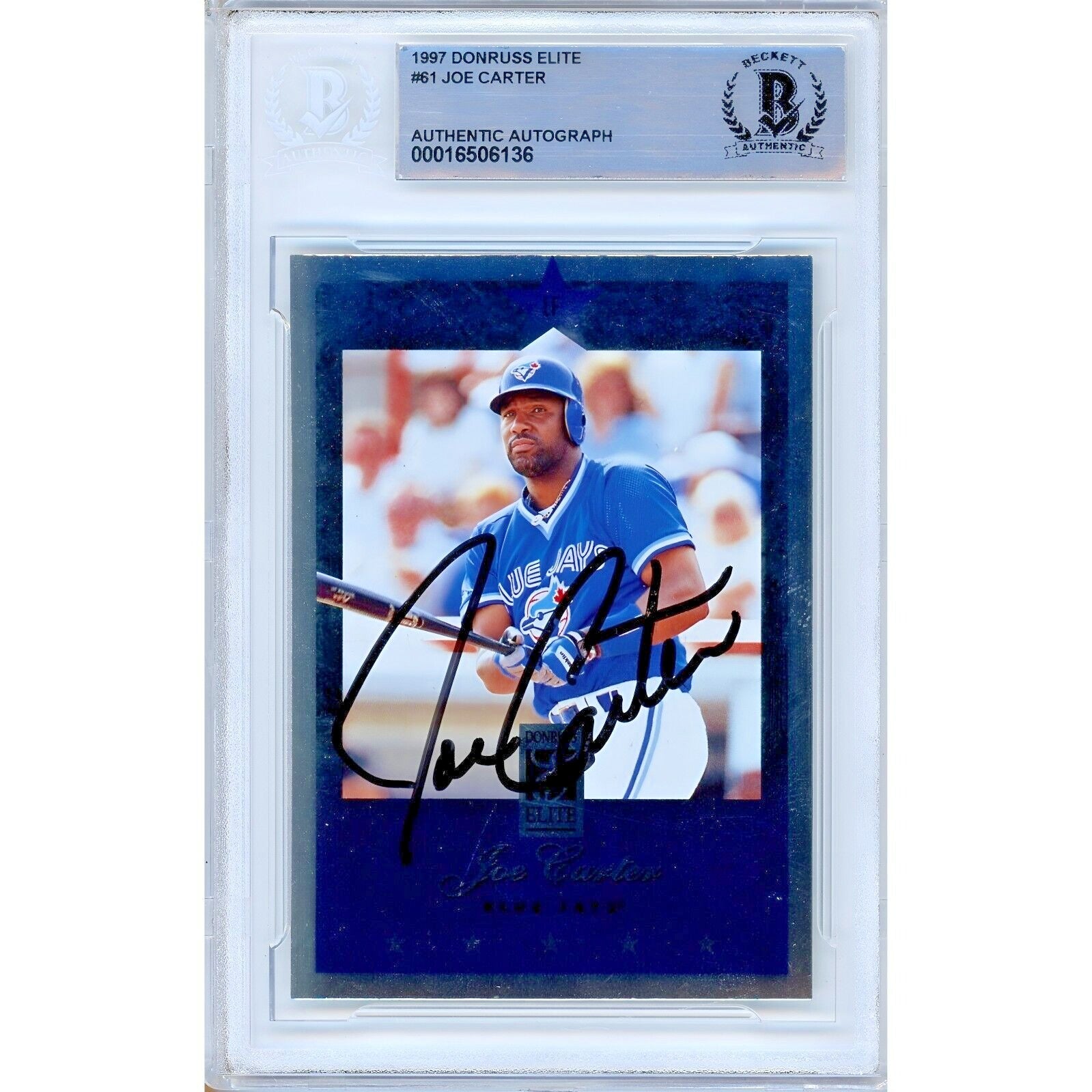 Joe Carter Toronto Blue Jays autographed trading card – full view – Beckett COA