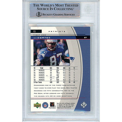 Footballs- Autographed- Ben Coates New England Patriots Signed 1999 Upper Deck Black Diamond Football Card Beckett Authentic Auto Slab Back