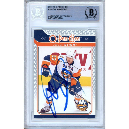 Hockey- Autographed- Doug Weight New York Islanders Signed 2009-10 O-Pee-Chee Hockey Card Beckett Authentic Auto Slab Front