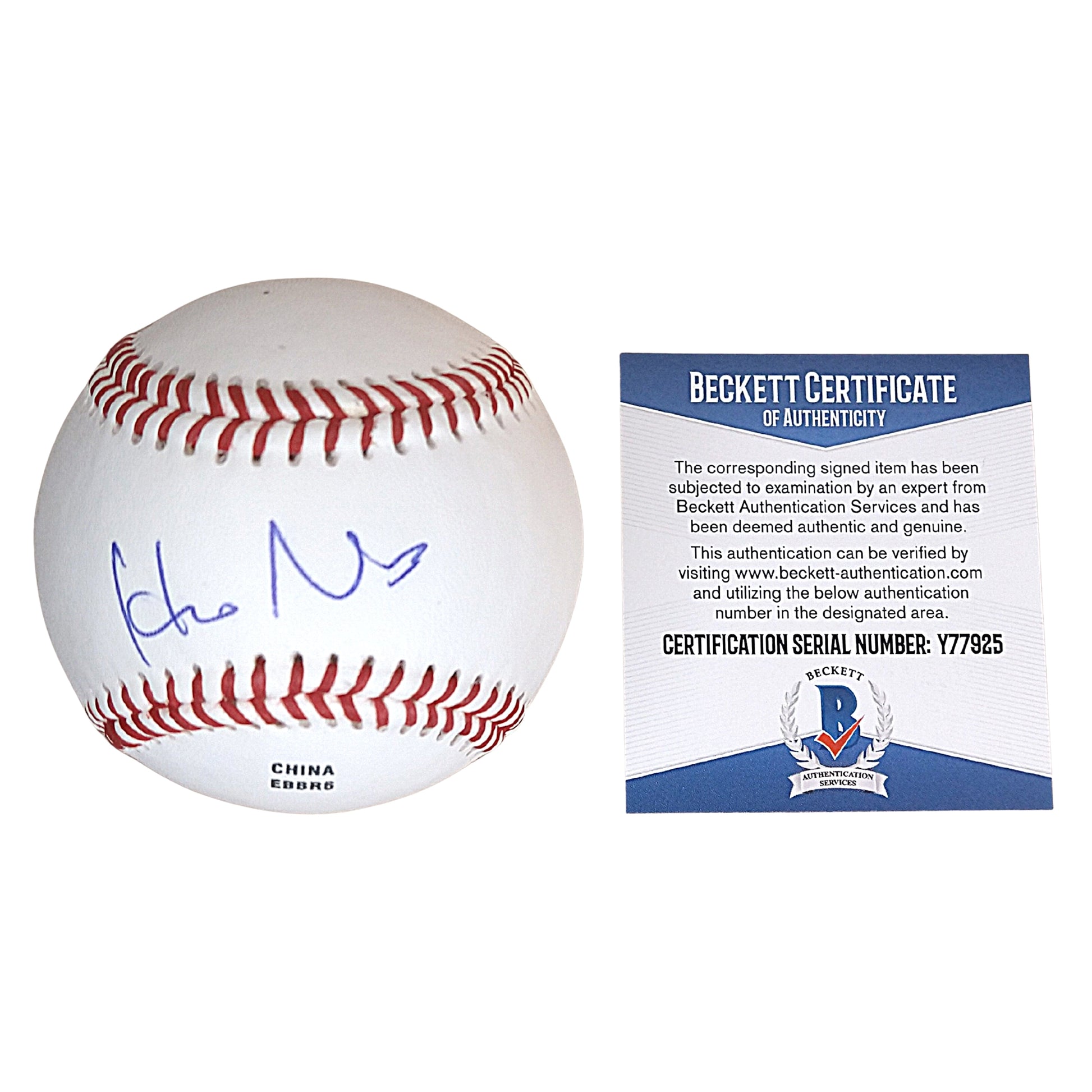 Baseballs- Autographed- Hideo Nomo Signed Rawlings ROLB1 Leather Baseball- Los Angeles Dodgers- Beckett BAS Authentication- Y77925