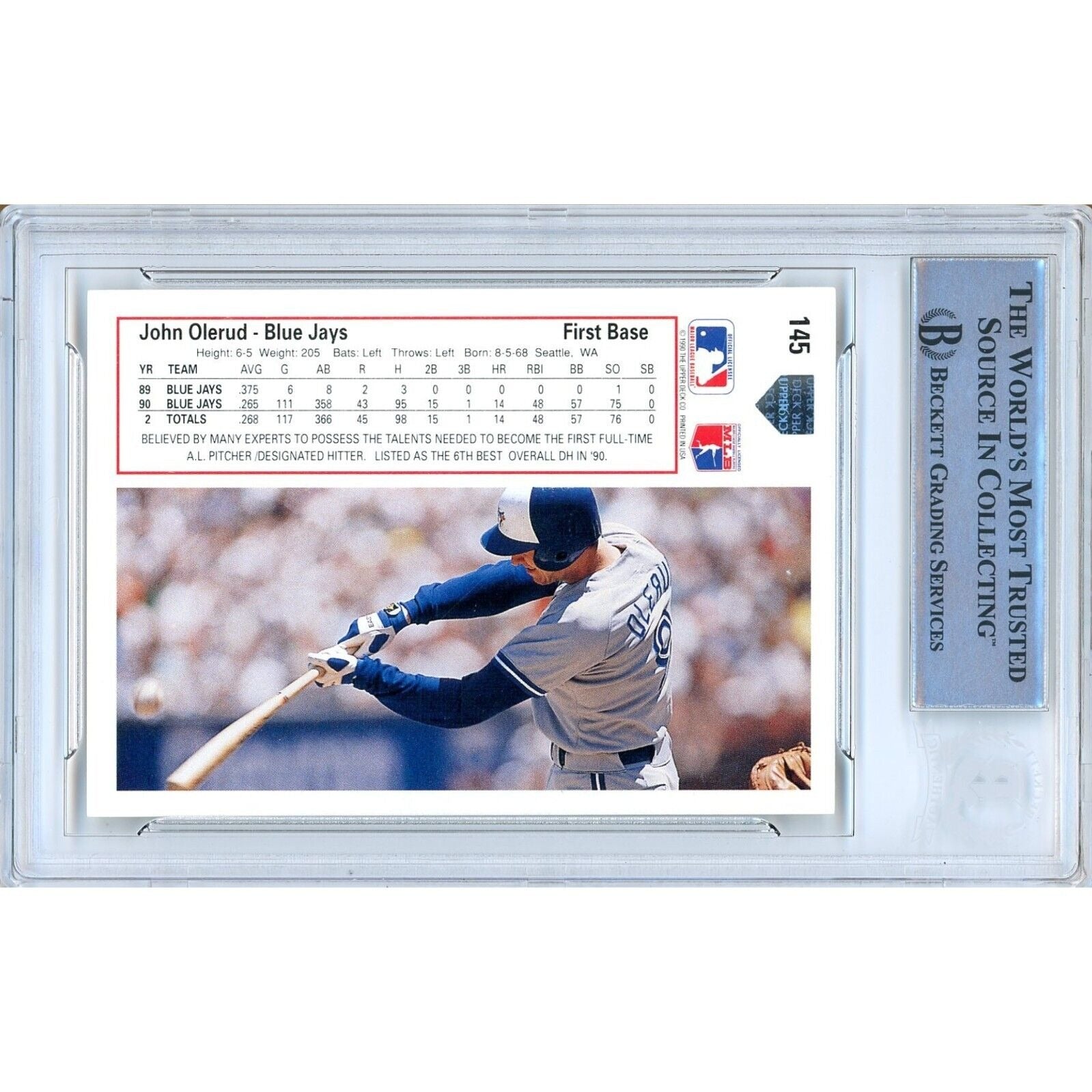 John Olerud Toronto Blue Jays signed trading card – signature close-up – Beckett COA