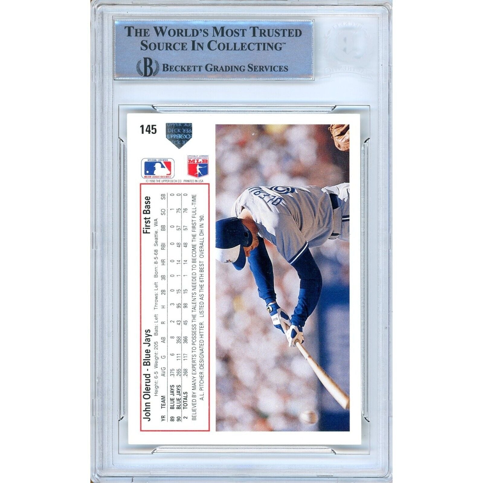 John Olerud Toronto Blue Jays auto trading card – authentication sticker – Beckett COA