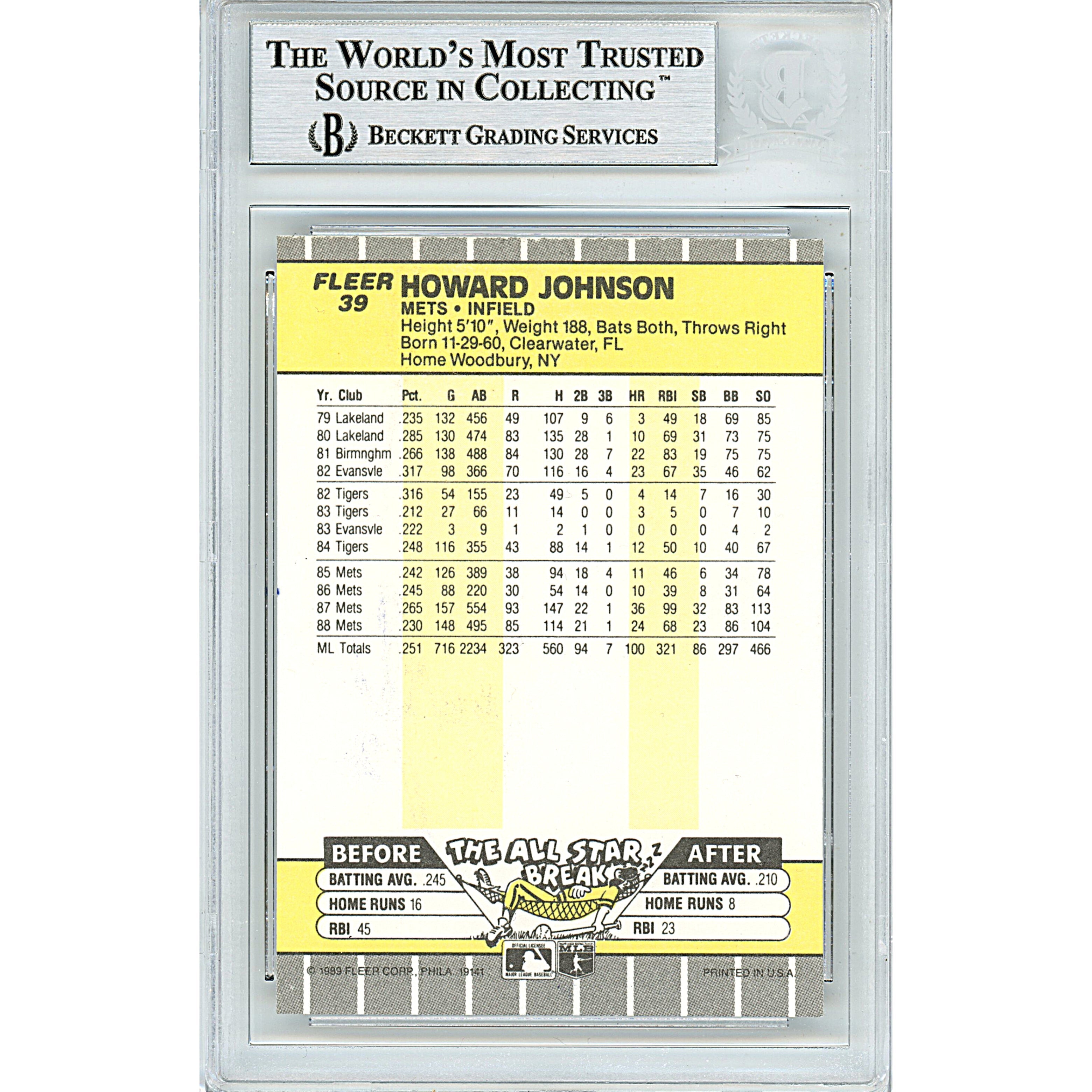 Howard Johnson New York Mets Signed Trading Card Beckett BAS