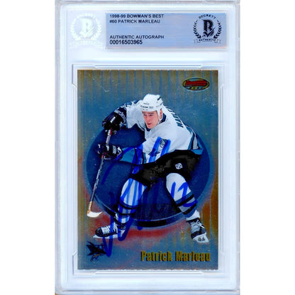 Hockey- Autographed- Patrick Marleau San Jose Sharks Signed 1998-99 Bowmans Best Hockey Card Beckett Authentic Auto Slab Front