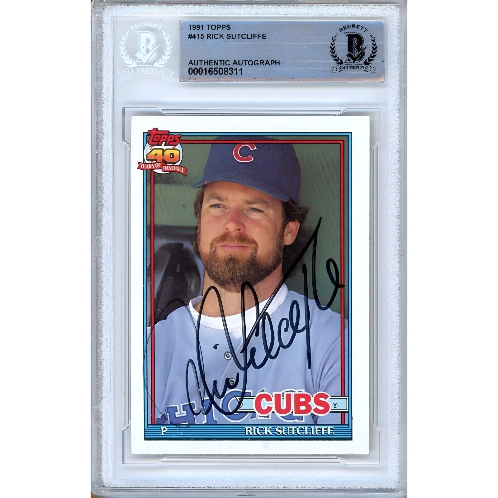 Rick Sutcliffe Chicago Cubs autographed trading card – full view – Beckett COA