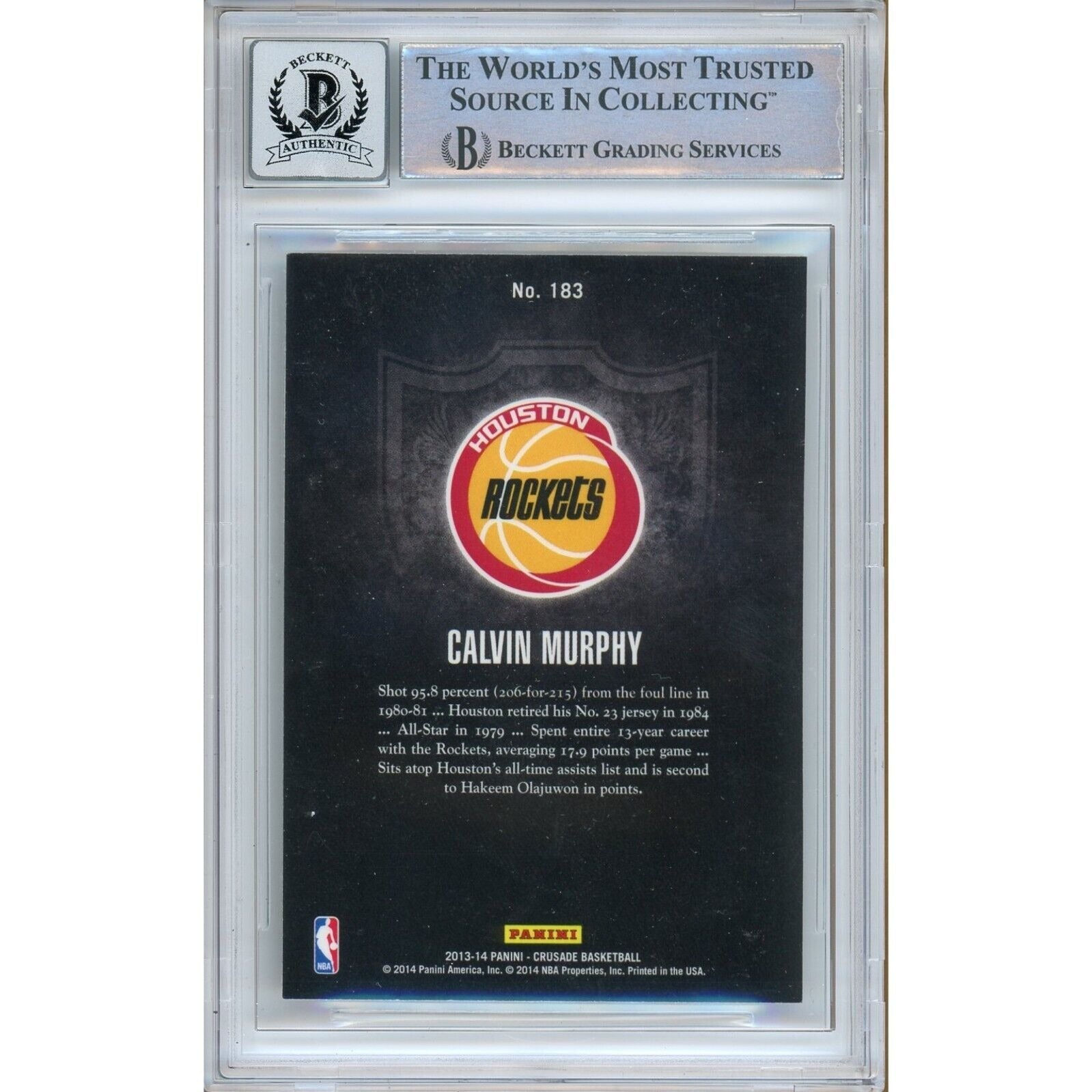 2013 Panini #183 Calvin Murphy Houston Rockets Signed Trading Card – Beckett BAS