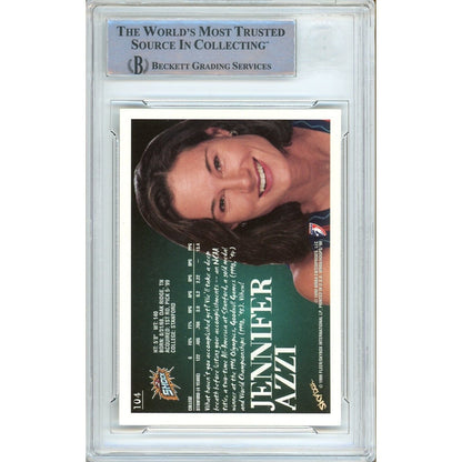 Basketballs- Autographed- Jennifer Azzi Detroit Shock Signed 1999 WNBA Hoops Basketball Card Beckett Authenticated Auto Slab Back