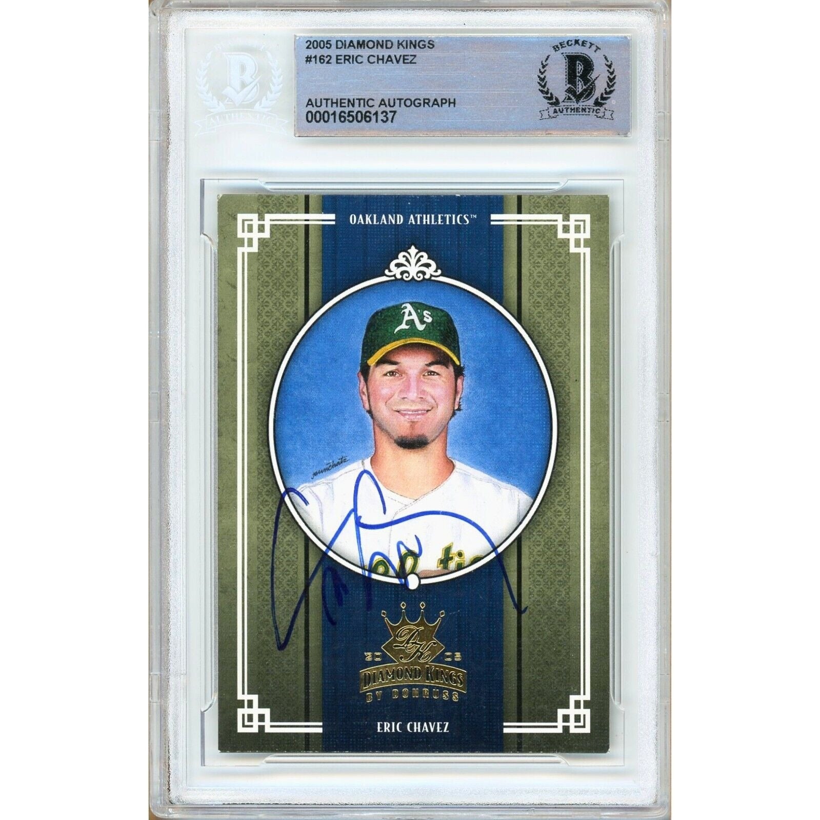 2005 Donruss #162 Eric Chavez Oakland Athletics Autographed Trading Card – Beckett BAS