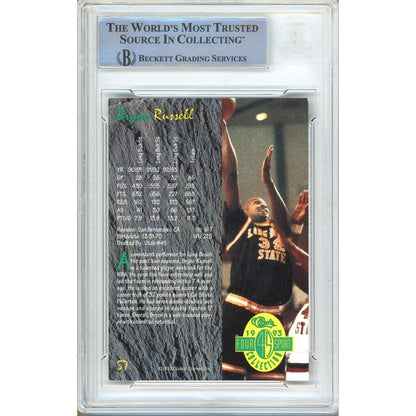 Basketballs- Autographed- Bryon Russell Utah Jazz Signed 1993 Classic Four Sport Basketball Card Beckett Authentic Auto Slab Back