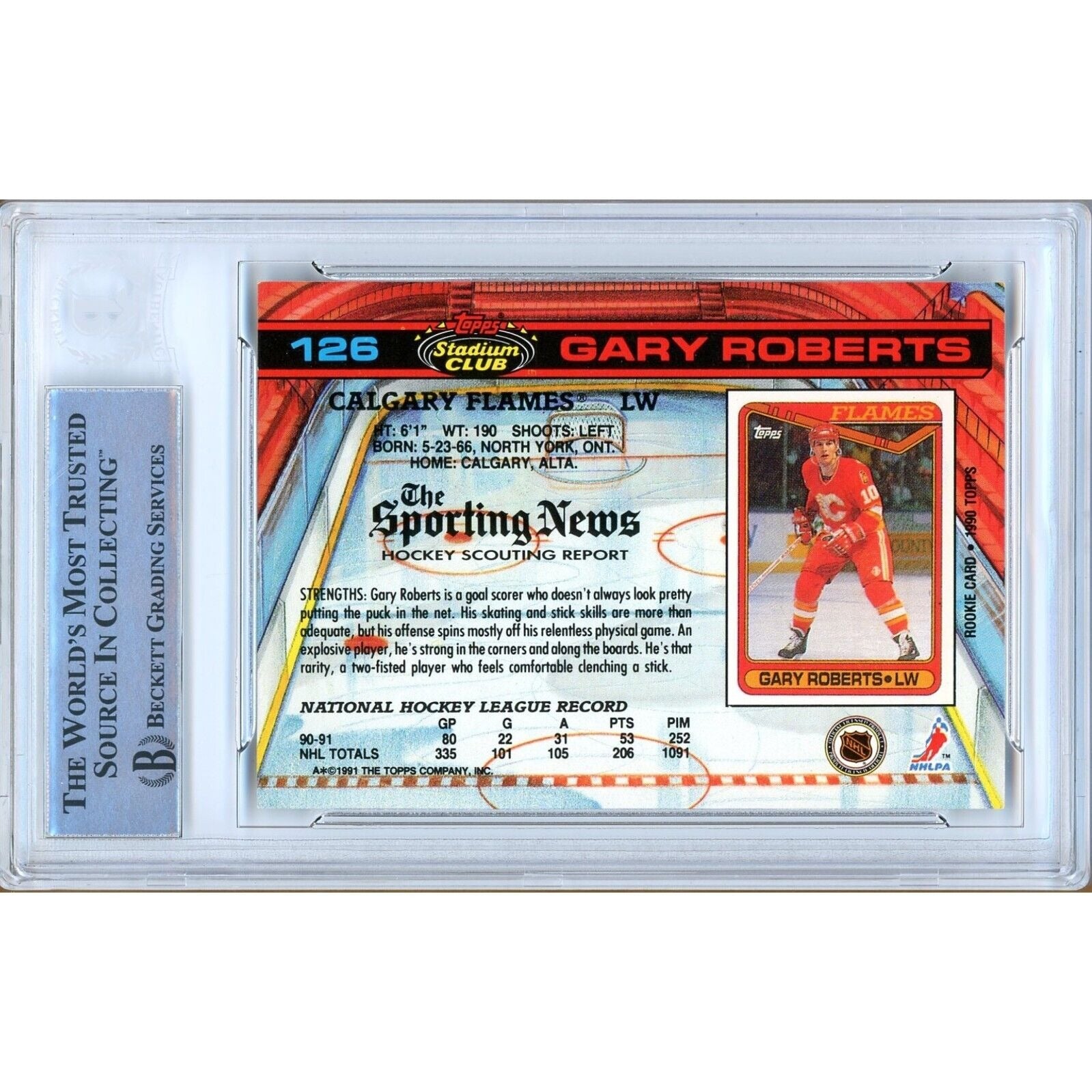 Gary Roberts Calgary Flames signed trading card – signature close-up – Beckett COA