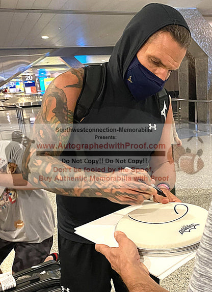 Wrestling- Autographed- Jeff Hardy AEW Signing 12" Remo Drumhead with Self Portrait Sketch Beckett Authentic Auto with COA 