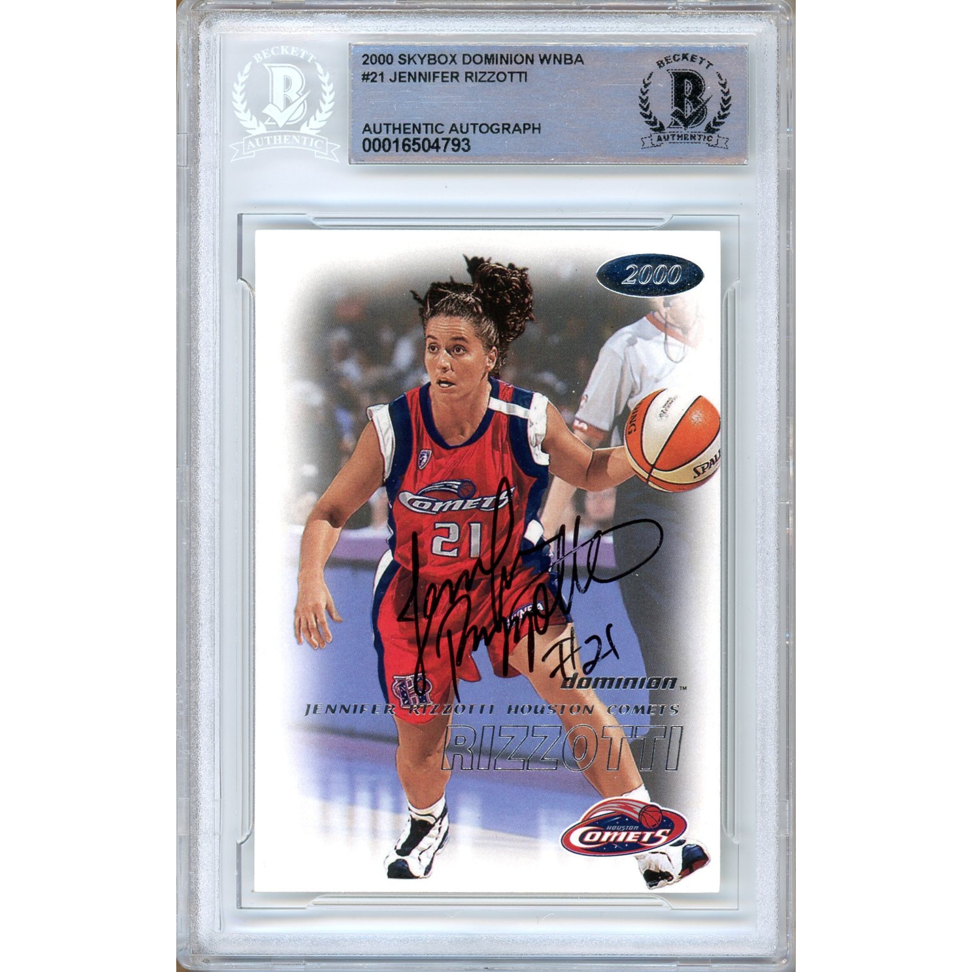 Jennifer Rizzotti Comets autographed trading card – full view – Beckett COA