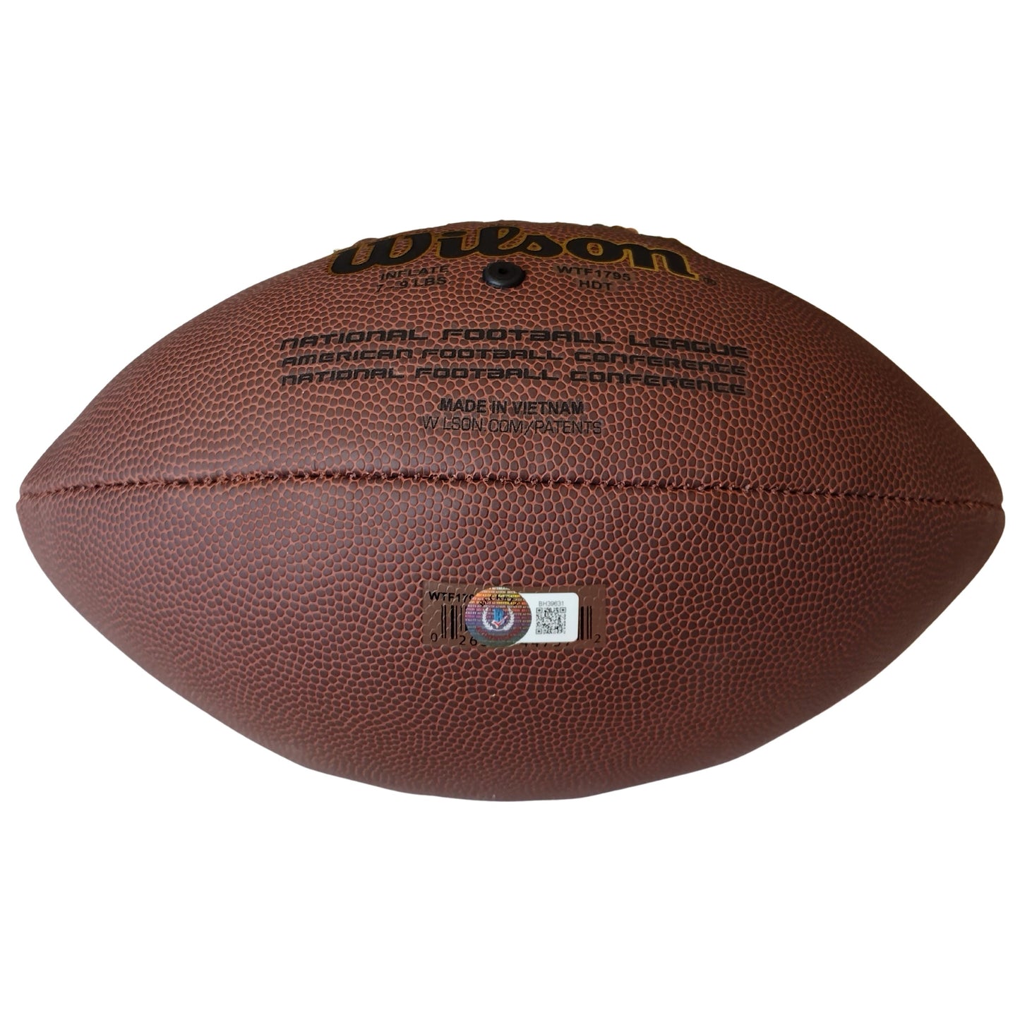 Footballs- Autographed- Jerry Jeudy Cleveland Browns Signed NFL Wilson Composite Football Beckett Certified Authentic Auto COA Back