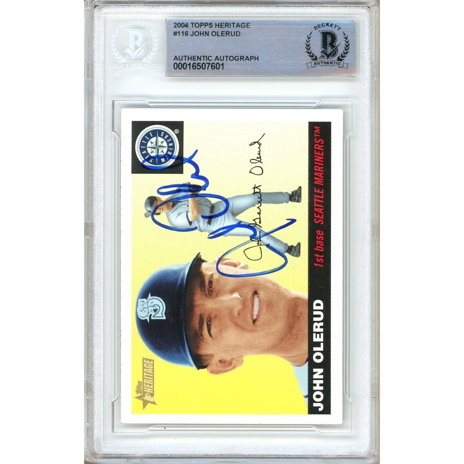 John Olerud Seattle Mariners signed trading card – signature close-up – Beckett COA