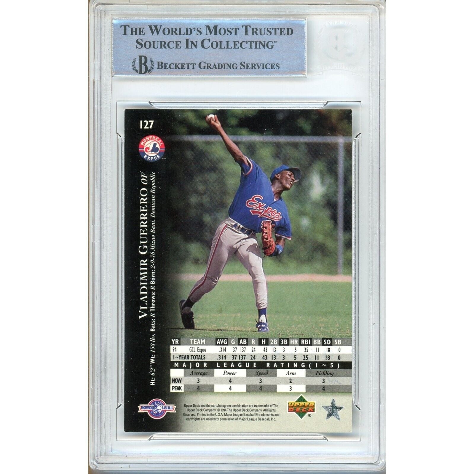 Vladimir Guerrero Montreal Expos signed trading card – signature close-up – Beckett COA