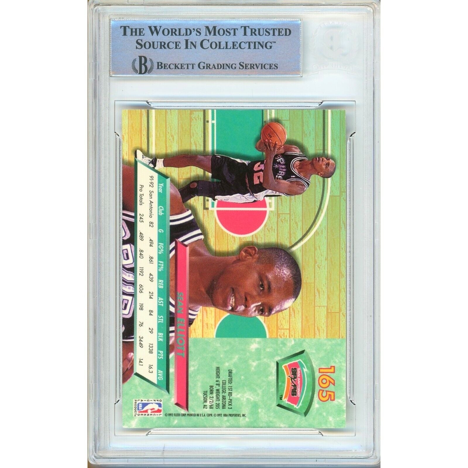 Sean Elliott San Antonio Spurs auto trading card – authentication sticker – Beckett COA
