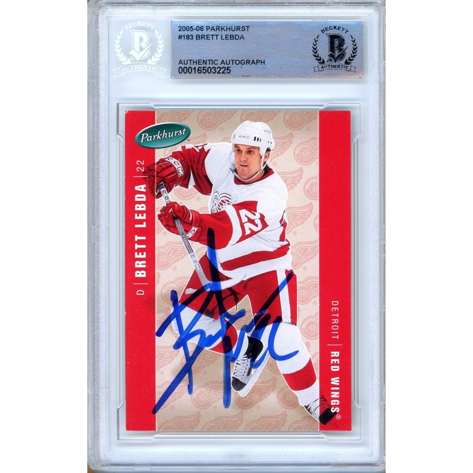 2005 Brett Lebda Detroit Red Wings Autographed Trading Card – Beckett BAS