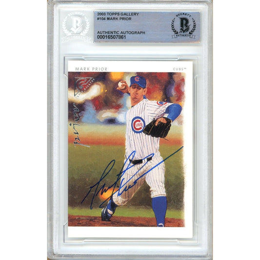 Baseballs- Autographed- Mark Prior Chicago Cubs Signed 2002 Topps Gallery Baseball Card Beckett Authentic Auto Slab Front