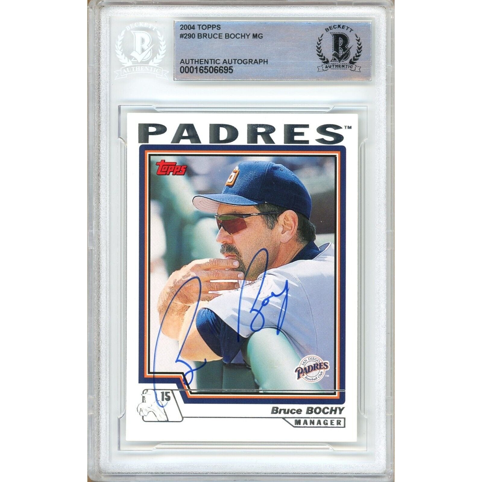2004 Topps #290 Bruce Bochy San Diego Padres Autographed Trading Card – Beckett BAS