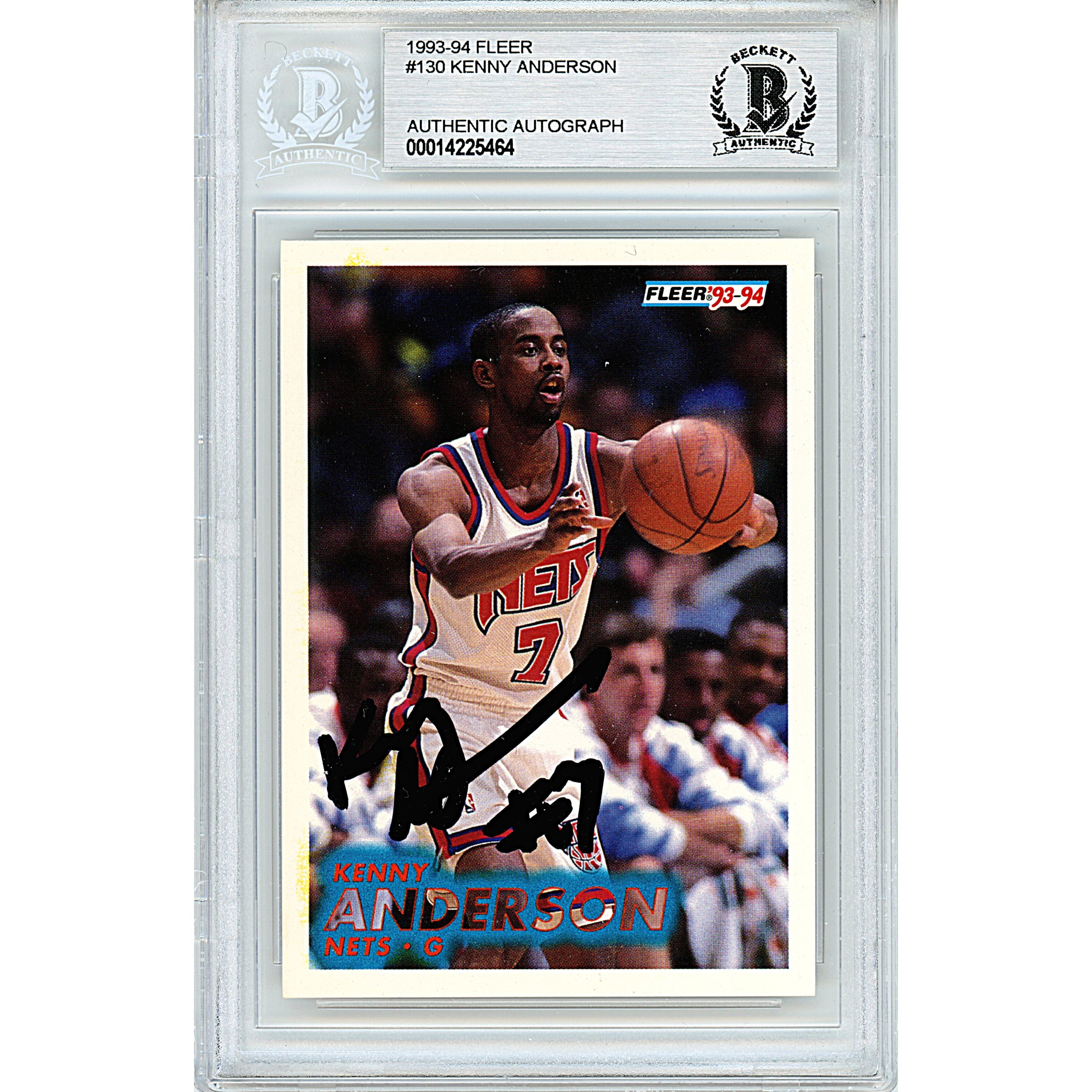 Kenny Anderson New Jersey Nets Autographed Trading Card Beckett BGS