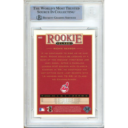 Baseballs- Autographed- Richie Sexson Cleveland Indians Signed 1997 Upper Deck Collectors Choice Rookie Trading Card Beckett Authentic Auto Slab Back