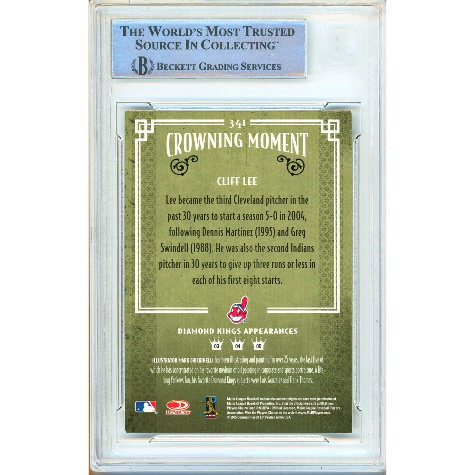 Cliff Lee Donruss Diamond Kings Signed Trading Card Beckett BAS