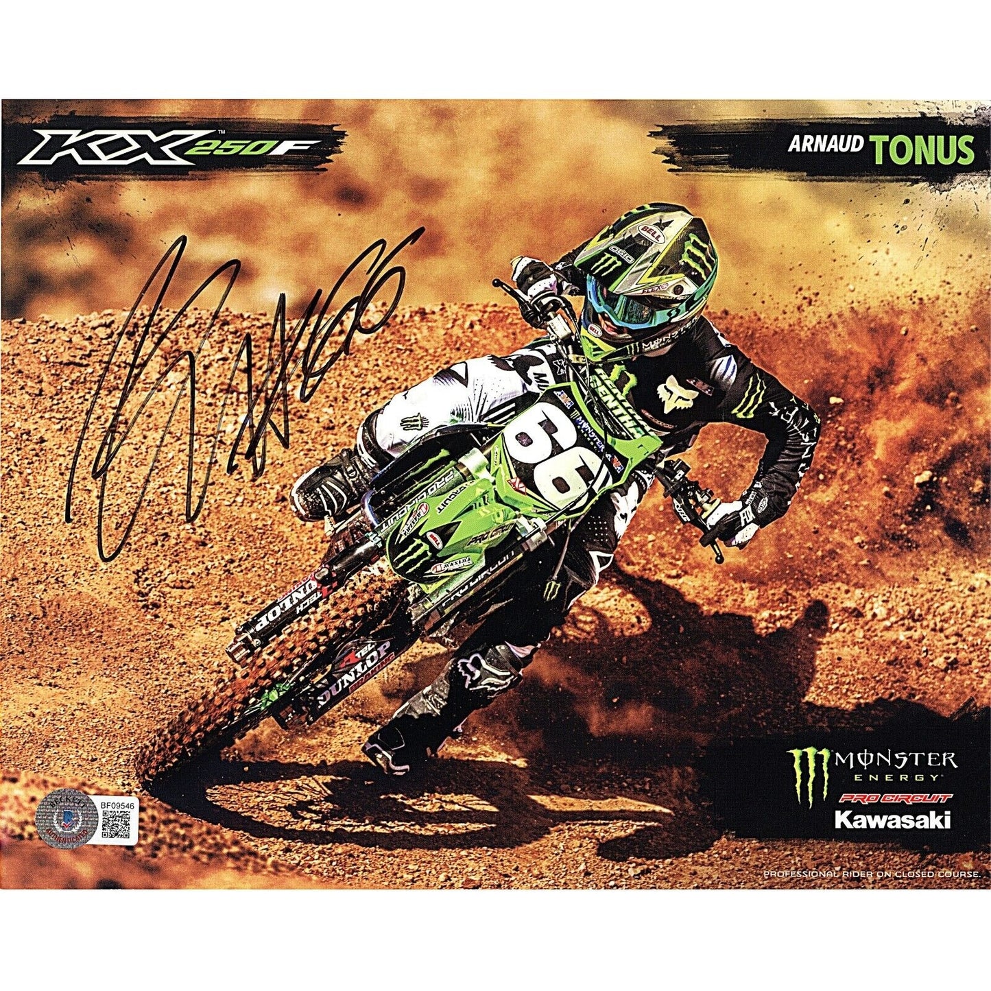 Motocross- Autographed- Arnaud Tonus Signed Monster Energy 8x10 Photo Beckett Authentic COA Front