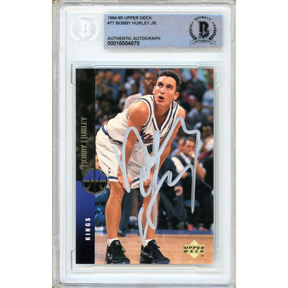 Basketballs- Autographed- Bobby Hurley Sacramento Kings Signed 1994-95 Upper Deck Basketball Card Beckett Authentic Auto Slab Front