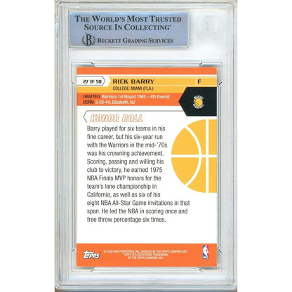 Basketballs- Autographed- Rick Barry Golden State Warriors Signed 2007-08 Topps 50th Anniversary Trading Card Beckett Authentic Auto Slab Back