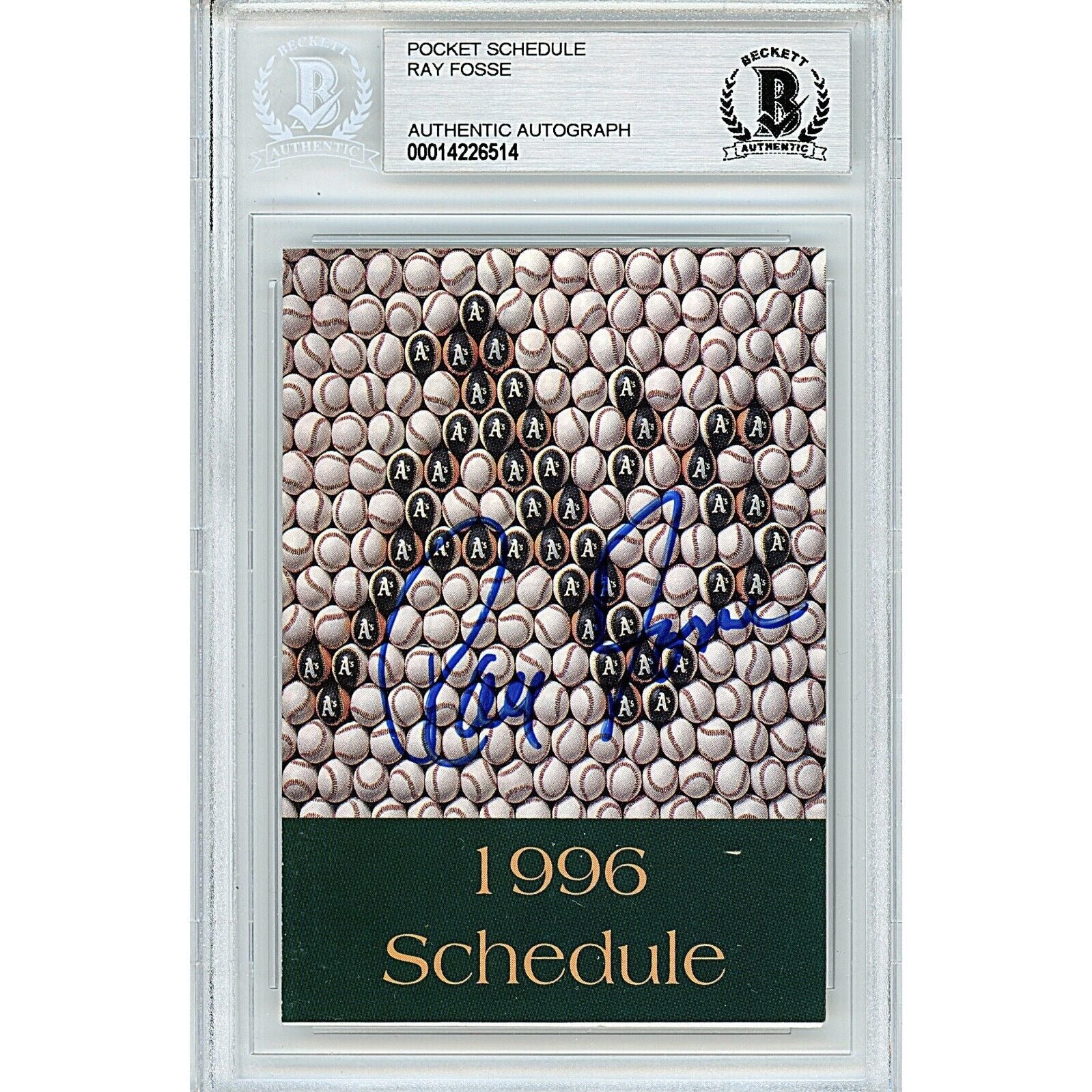 Ray Fosse Oakland Athletics autographed trading card – full view – Beckett COA
