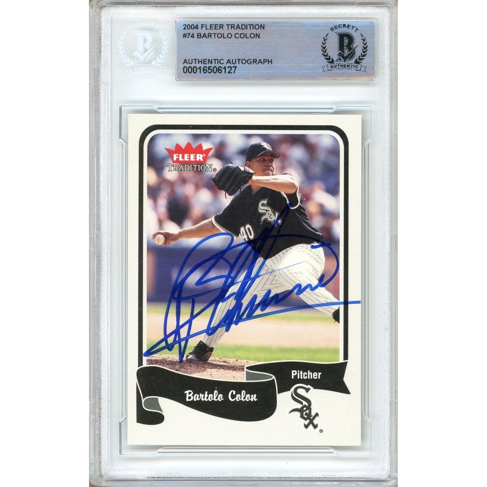 2004 Fleer #74 Bartolo Colon Chicago White Sox Autographed Trading Card – Beckett BAS
