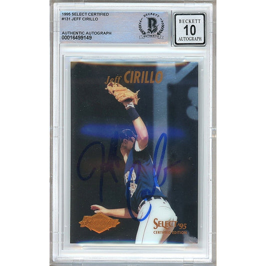 Baseballs- Autographed- Jeff Cirillo Milwaukee Brewers Signed 1995 Select Certified Baseball Card Beckett Authentic BGS Auto-10 Graded Slab Front